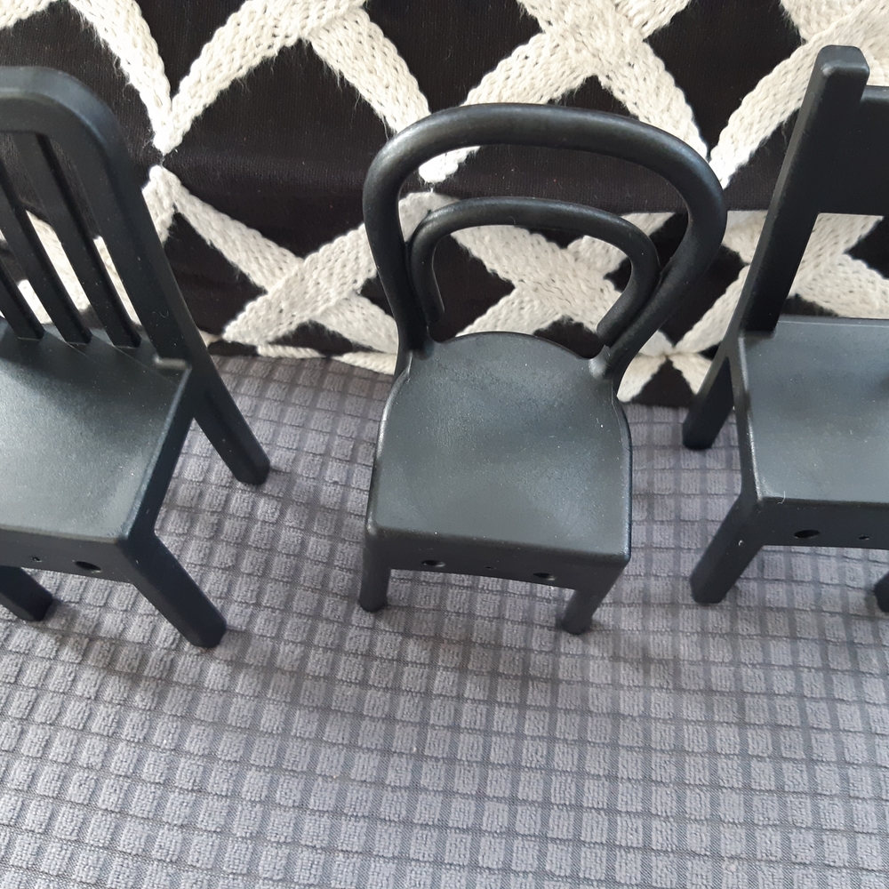 Set of Three Black Miniature Chairs